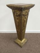 Late 20th century jardiniere pedestal stand, Art Nouveau design, square walnut top,