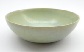 Chinese blue/green pottery bowl of Ming design with incised decoration D16cms Condition