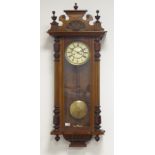 Late 19th century walnut cased Vienna style wall clock,