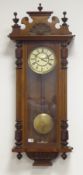 Late 19th century walnut cased Vienna style wall clock,