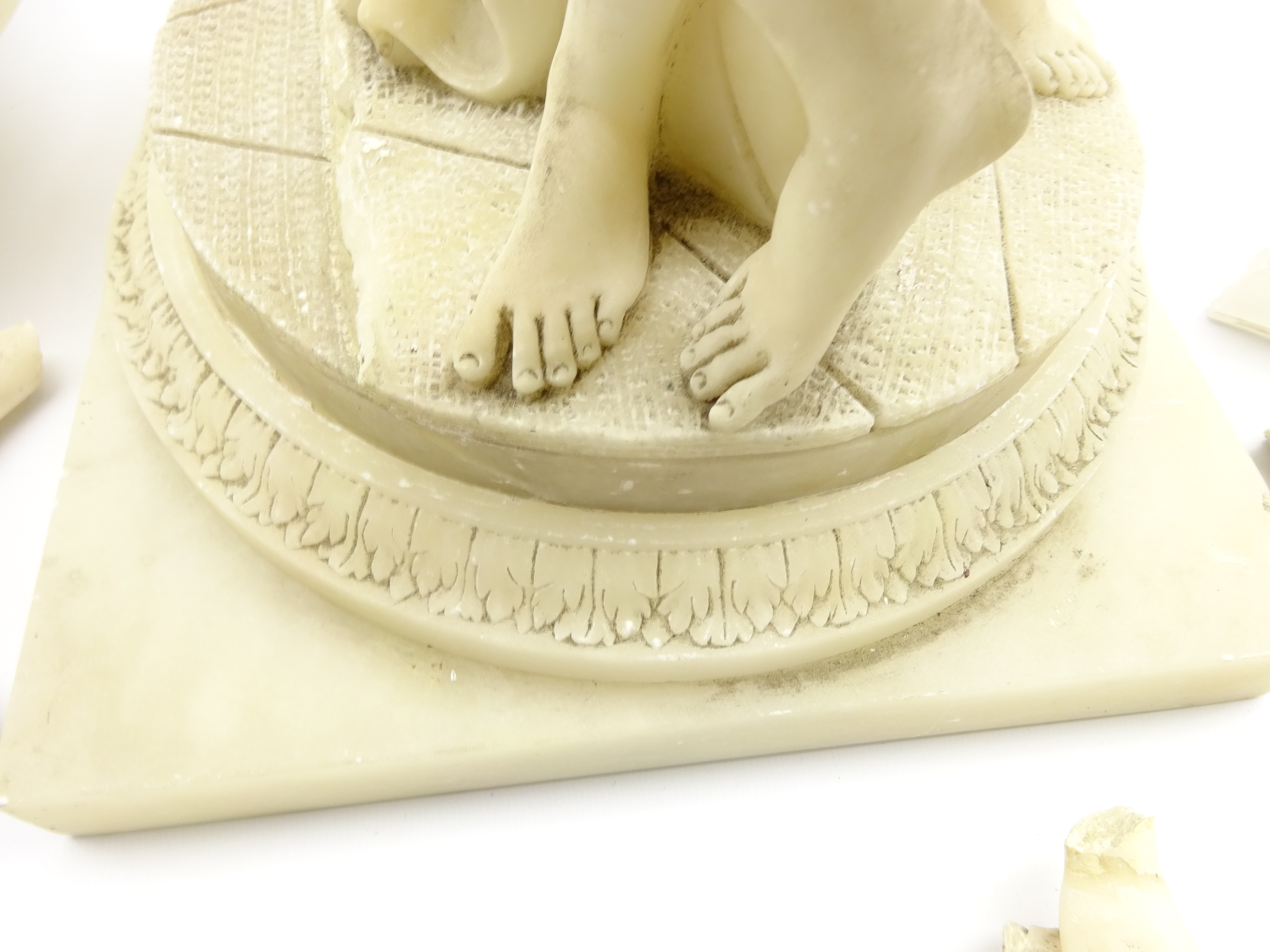 Late 19th/early 20th century Italian carved alabaster figure of three classical semi-nude maidens - Image 8 of 10