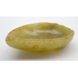 Chinese jade small leaf shape brush washer with 3 leaves to the underside L7cms