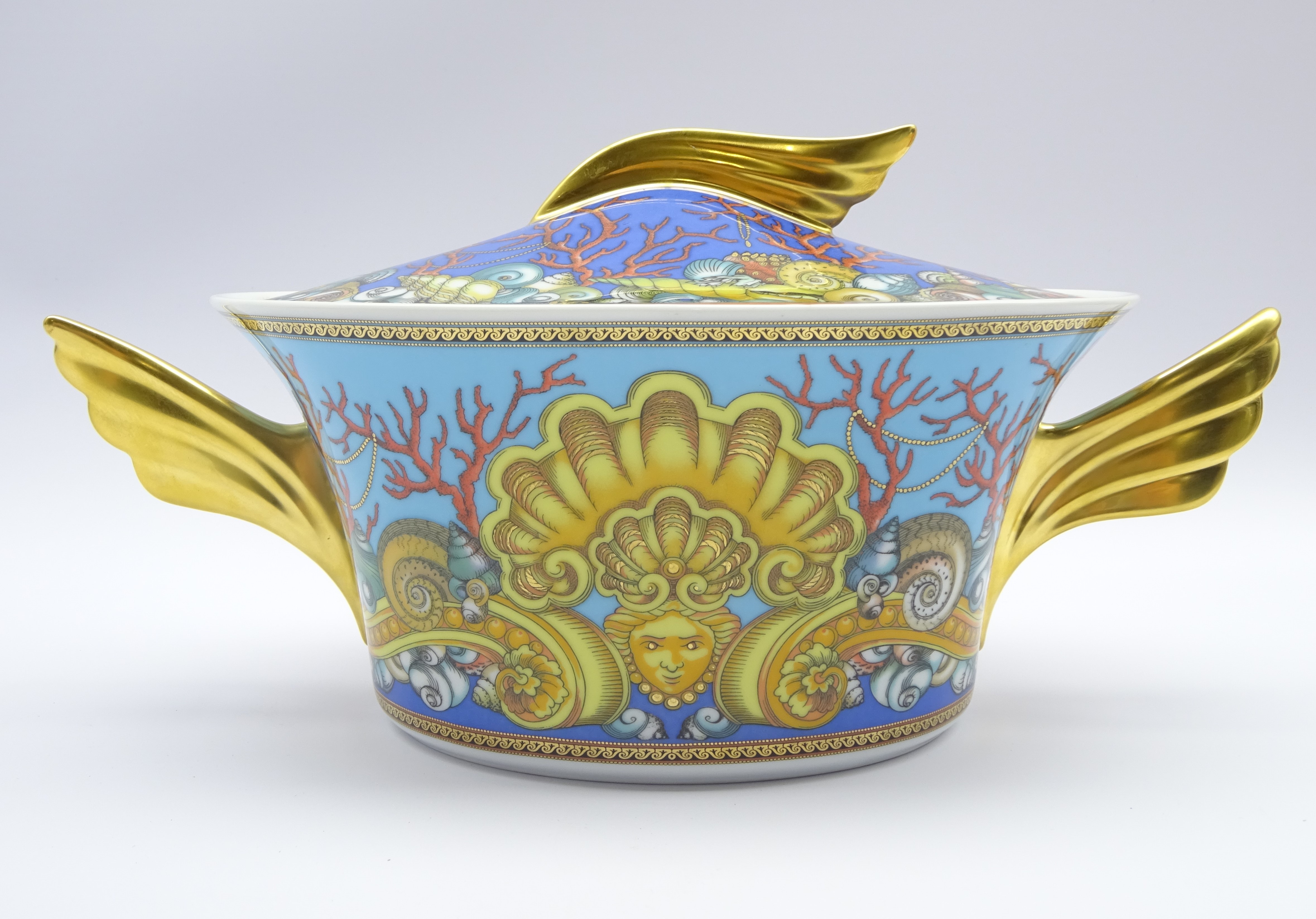 Rosenthal Studio Line Versace covered vegetable dish in 'Les Tresors de la Mer' design 16 x 33cms