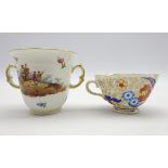 Berlin porcelain chocolate cup hand painted with hunting scene and quatrefoil shaped cabinet cup