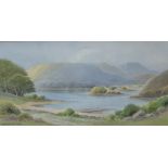 G W Morrison (Irish 1820-1893) Lake landscape, watercolour,