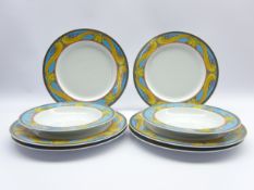 Set of 6 Rosenthal Versace 'Les Tresors de la Mer' design dinner plates 27cms Diam,
