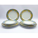 Set of 6 Rosenthal Versace 'Les Tresors de la Mer' design dinner plates 27cms Diam,