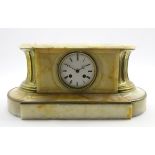 Early 20th century French onyx mantle clock, white enamel Roman dial,