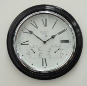 Bradelby circular wall clock with humidity and temperature dials,