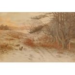 Farquharson large coloured print of a winter landscape in a gilt frame 47cm x 69cm