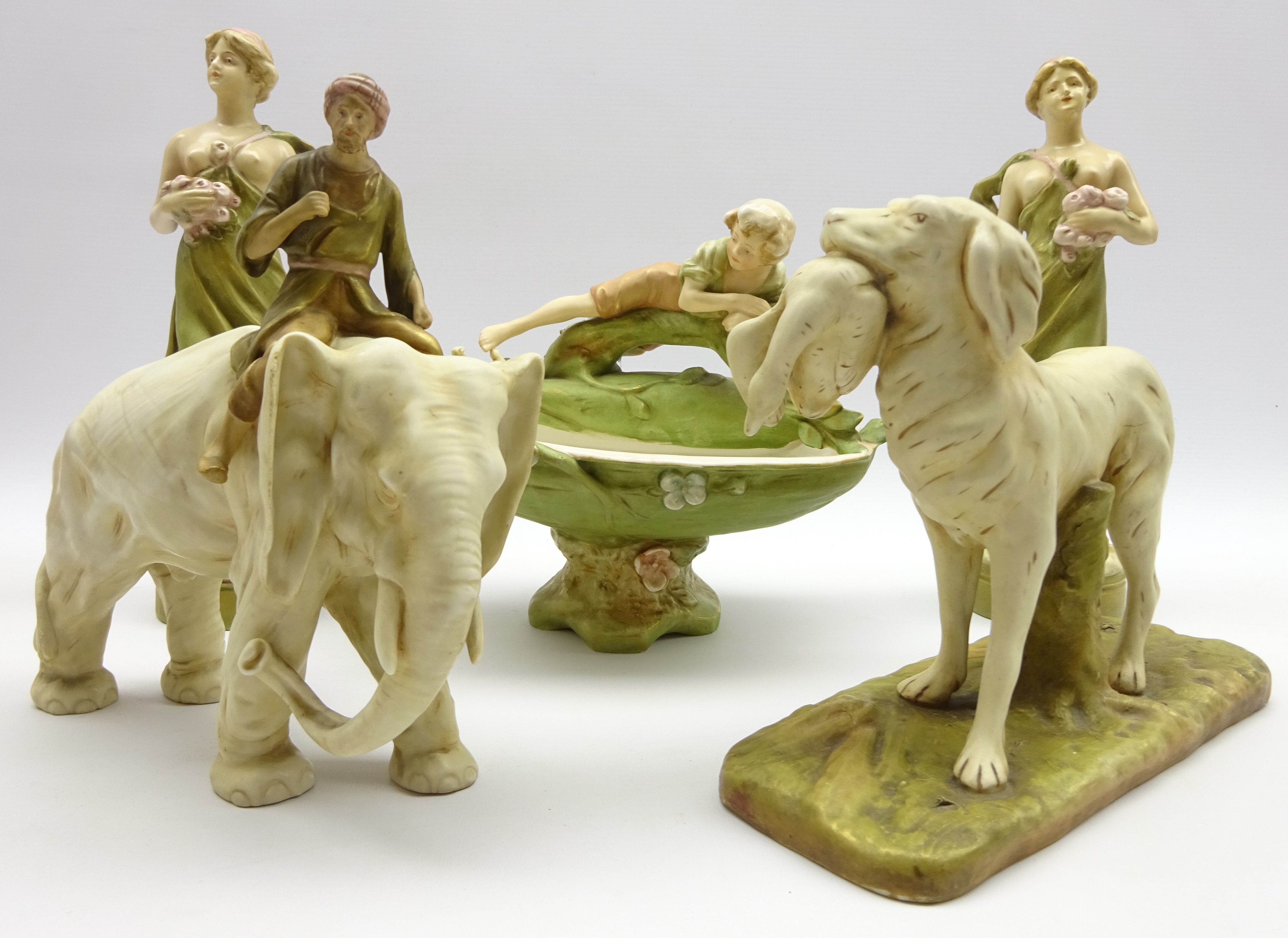 Royal Dux models comprising Elephant and Rider no.