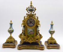 Late 19th century French clock garniture,