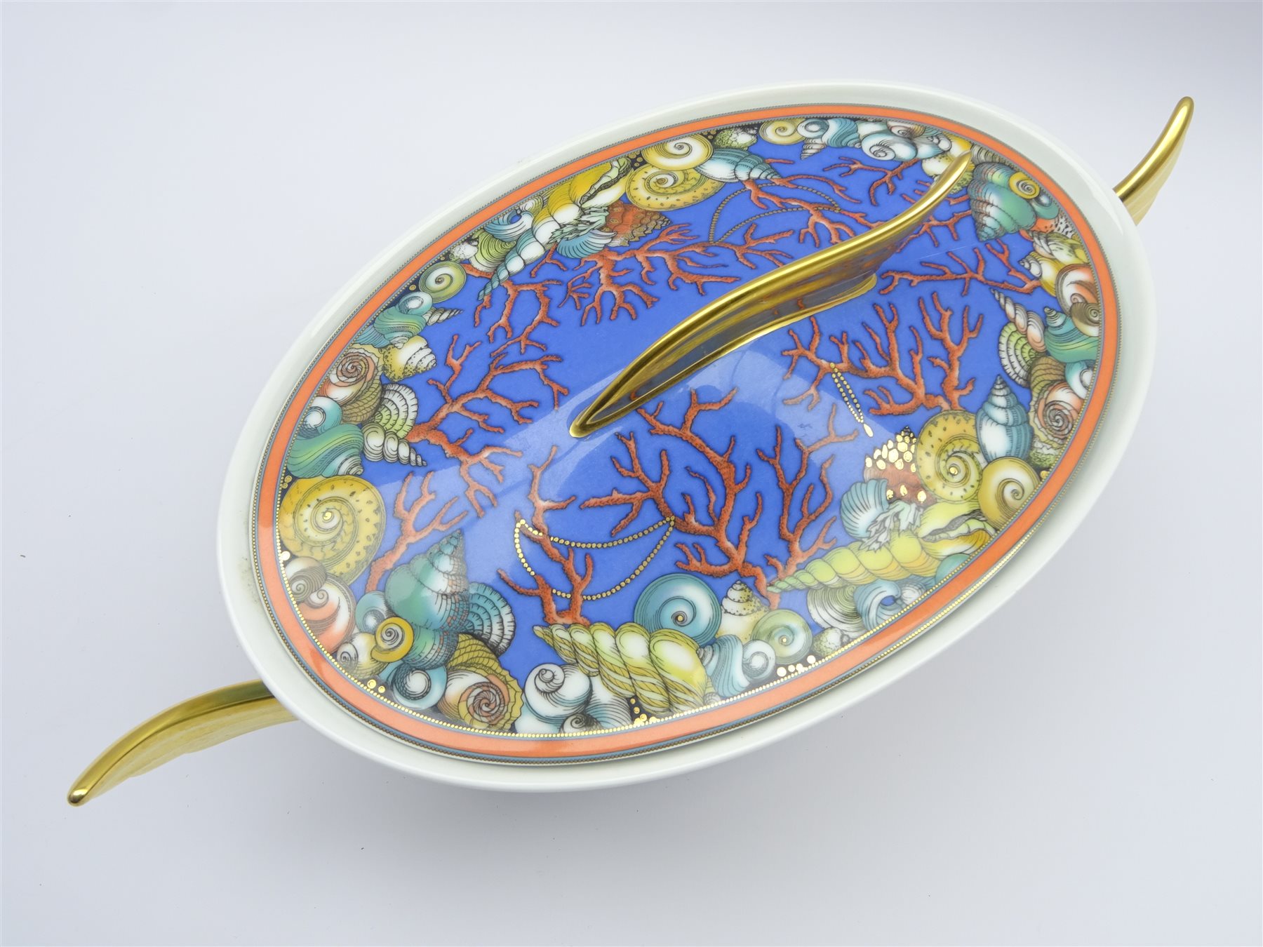 Rosenthal Studio Line Versace covered vegetable dish in 'Les Tresors de la Mer' design 16 x 33cms - Image 6 of 7