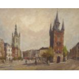 Willem - Continental town square, oil on canvas,