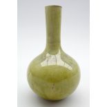 Small Chinese bottle shape vase with shaded green lustre decoration and Kang Hsi mark to base