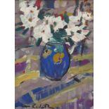 After Redpath still life oil on board of a vase of flowers, bears signature,