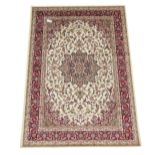 Persian Keshan design ivory ground rug/wall hanging,