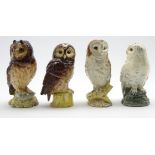 Set of 4 Royal Doulton owl decanters for Whyte and Mackay comprising Tawny, Snowy,
