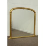Gilt overmantel mirror, moulded arched top frame,