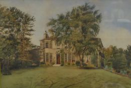 Early 20th Century watercolour of Allerton Hall signed and inscribed on an old label 30cm x 46cm