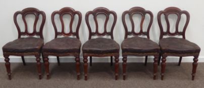 Set five Victorian mahogany dining chairs,