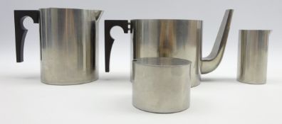 Arne Jacobsen for Stelton Stainless - four piece 'Cylinda Line' tea set comprising tea pot,