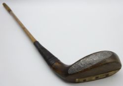 Tom Morris scare head beech putter circa 1890/1900 with horn front edge and lead back,