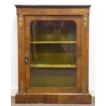 Victorian figured walnut pier display cabinet, rectangular top over lozenge inlaid frieze,