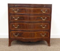 George III style mahogany serpentine bachelors chest, brushing slide above four drawers,