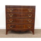 George III style mahogany serpentine bachelors chest, brushing slide above four drawers,