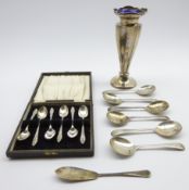 Set of 6 silver fruit spoons Sheffield 1937, cased set of 6 silver egg spoons,