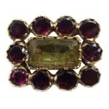 Georgian 9ct gold (tested) stone set brooch Condition Report & Further Details