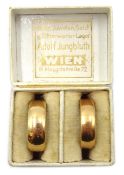 Two 14ct gold wedding bands, continental hallmark, both inscribed 22/V 1923, approx 11.