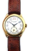 9ct gold wristwatch by Thomas Russell & Sons,