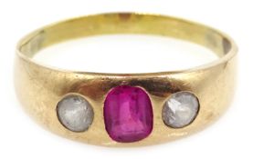 14ct gold (tested) ruby and stone set ring Condition Report & Further Details Approx
