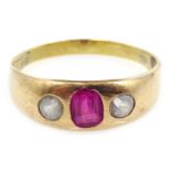 14ct gold (tested) ruby and stone set ring Condition Report & Further Details Approx