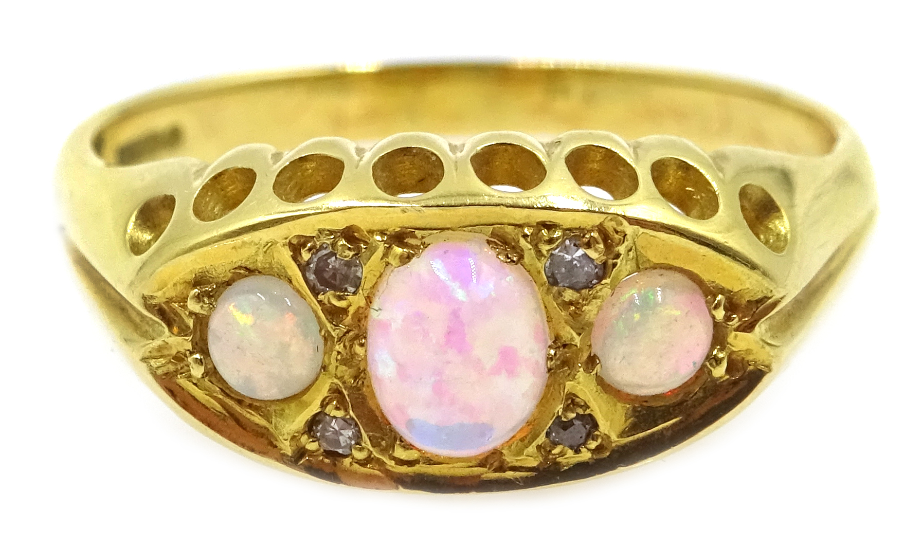 18ct gold opal and diamond ring,