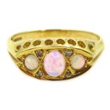 18ct gold opal and diamond ring,