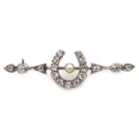 Edwardian gold and silver horseshoe brooch,