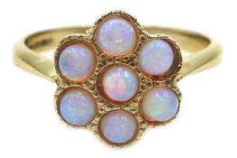 9ct gold opal flower cluster ring,