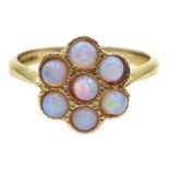 9ct gold opal flower cluster ring,