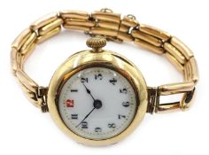 Early 20th century Swiss gold wristwatch, case by Stockwell & Co, London 1919,