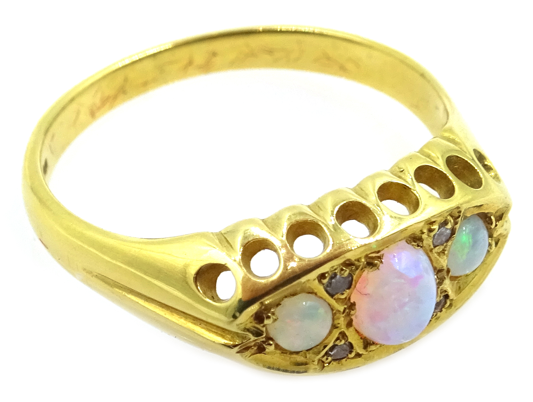 18ct gold opal and diamond ring, - Image 2 of 3