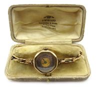Early 20th century 9ct gold octagonal wristwatch,