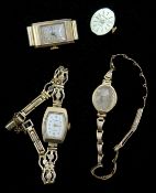 9ct gold wristwatch case on gold strap, hallmarked, Premex gold watch,
