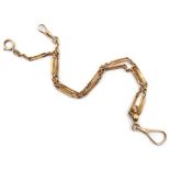 14ct gold (tested) Trombone link watch chain, approx 27.
