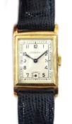 Zenith 9ct gold wristwatch no 3277744, case by Aaron Lufkin Dennison, Birmingham 1955,