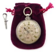 Swiss nickel pocket watch, key wound,