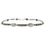 Silver opal and marcasite bracelet,