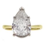 18ct gold pear shaped diamond ring, hallmarked, diamond approx 2.